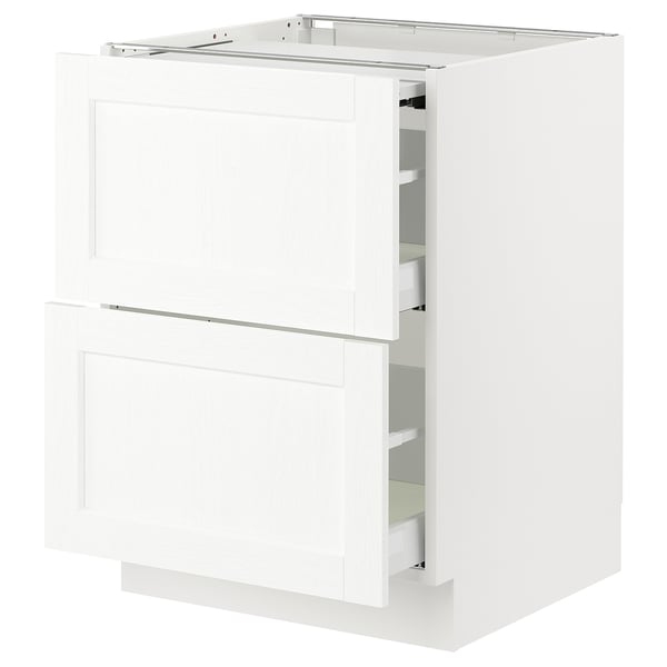 SEKTION / MAXIMERA Gabin bajo sup extensible 2 cajnes, blanco Enköping/blanco efecto madera, 61x61x76 cm