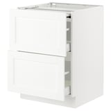 SEKTION / MAXIMERA Gabin bajo sup extensible 2 cajnes, blanco Enköping/blanco efecto madera, 61x61x76 cm