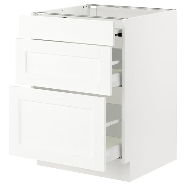 SEKTION / MAXIMERA Gabin bajo sup extensible 2 cajnes, blanco Enköping/blanco efecto madera, 61x61x76 cm