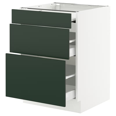 SEKTION / MAXIMERA Gabin bajo sup extensible 2 cajnes, blanco/Havstorp Verde oscuro, 61x61x76 cm