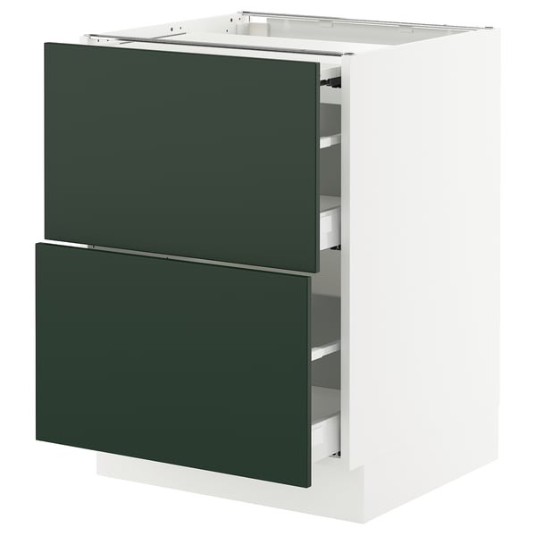 SEKTION / MAXIMERA Gabin bajo sup extensible 2 cajnes, blanco/Havstorp Verde oscuro, 61x61x76 cm