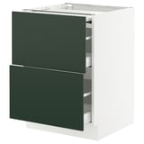 SEKTION / MAXIMERA Gabin bajo sup extensible 2 cajnes, blanco/Havstorp Verde oscuro, 61x61x76 cm