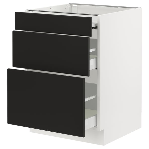 SEKTION / MAXIMERA Gabin bajo sup extensible 2 cajnes, blanco/Nickebo Carbón mate, 61x61x76 cm