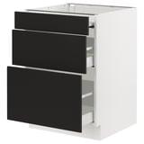 SEKTION / MAXIMERA Gabin bajo sup extensible 2 cajnes, blanco/Nickebo Carbón mate, 61x61x76 cm