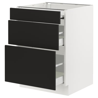 SEKTION / MAXIMERA Gabin bajo sup extensible 2 cajnes, blanco/Nickebo Carbón mate, 61x61x76 cm