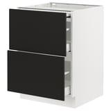 SEKTION / MAXIMERA Gabin bajo sup extensible 2 cajnes, blanco/Nickebo Carbón mate, 61x61x76 cm