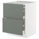 SEKTION / MAXIMERA Gabin bajo sup extensible 2 cajnes, blanco/Nickebo Verde grisáceo mate, 61x61x76 cm
