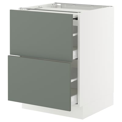 SEKTION / MAXIMERA Gabin bajo sup extensible 2 cajnes, blanco/Nickebo Verde grisáceo mate, 61x61x76 cm