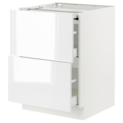 SEKTION / MAXIMERA Gabin bajo sup extensible 2 cajnes, blanco/Ringhult blanco, 61x61x76 cm