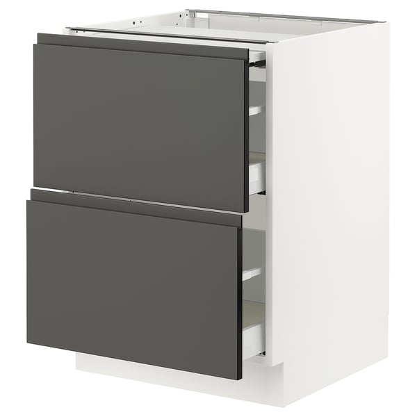 SEKTION / MAXIMERA Gabin bajo sup extensible 2 cajnes, blanco/Voxtorp gris oscuro, 61x61x76 cm