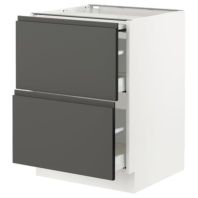 SEKTION / MAXIMERA Gabin bajo sup extensible 2 cajnes, blanco/Voxtorp gris oscuro, 61x61x76 cm