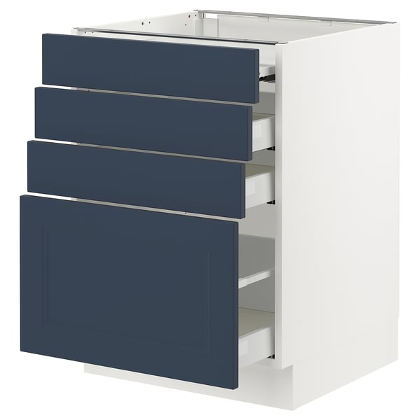 SEKTION / MAXIMERA Gabin bajo sup extensible 3 cajnes, blanco Axstad/mate azul, 61x61x76 cm