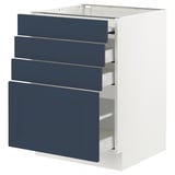 SEKTION / MAXIMERA Gabin bajo sup extensible 3 cajnes, blanco Axstad/mate azul, 61x61x76 cm