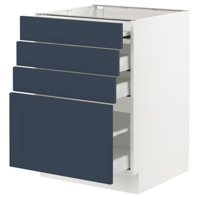 SEKTION / MAXIMERA Gabin bajo sup extensible 3 cajnes, blanco Axstad/mate azul, 61x61x76 cm