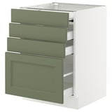 SEKTION / MAXIMERA Gabin bajo sup extensible 3 cajnes, blanco/Axstad verde grisáceo, 61x61x76 cm