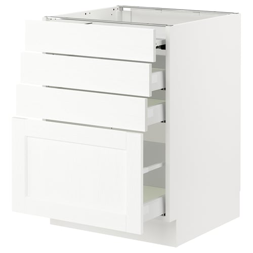 SEKTION / MAXIMERA Gabin bajo sup extensible 3 cajnes, blanco Enköping/blanco efecto madera, 61x61x76 cm