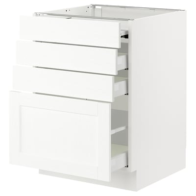 SEKTION / MAXIMERA Gabin bajo sup extensible 3 cajnes, blanco Enköping/blanco efecto madera, 61x61x76 cm