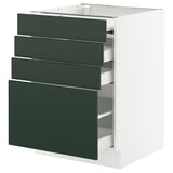 SEKTION / MAXIMERA Gabin bajo sup extensible 3 cajnes, blanco/Havstorp Verde oscuro, 61x61x76 cm