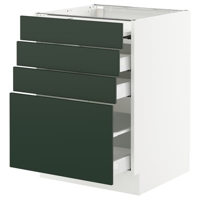 SEKTION / MAXIMERA Gabin bajo sup extensible 3 cajnes, blanco/Havstorp Verde oscuro, 61x61x76 cm