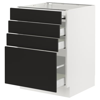 SEKTION / MAXIMERA Gabin bajo sup extensible 3 cajnes, blanco/Nickebo Carbón mate, 61x61x76 cm