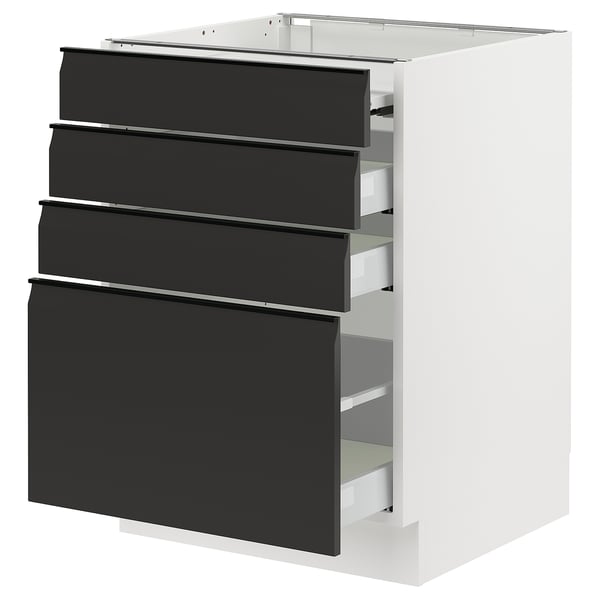 SEKTION / MAXIMERA Gabin bajo sup extensible 3 cajnes, blanco/Upplöv Carbón mate, 61x61x76 cm