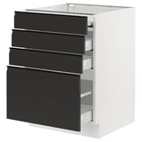 SEKTION / MAXIMERA Gabin bajo sup extensible 3 cajnes, blanco/Upplöv Carbón mate, 61x61x76 cm