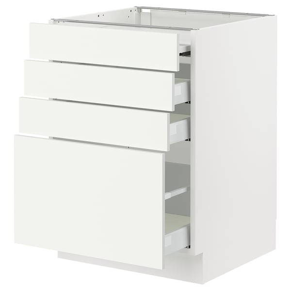 SEKTION / MAXIMERA Gabin bajo sup extensible 3 cajnes, blanco/Vallstena blanco, 61x61x76 cm