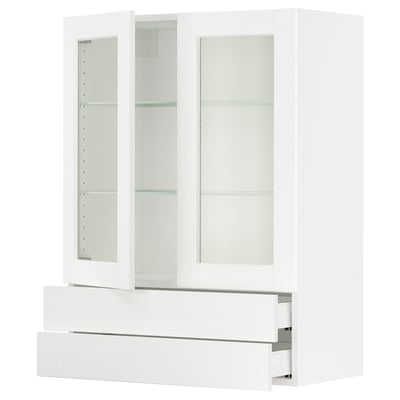 SEKTION / MAXIMERA Gabin pared 2 prtas vidrio 2 cjnes, blanco Enköping/blanco efecto madera, 76x37x102 cm