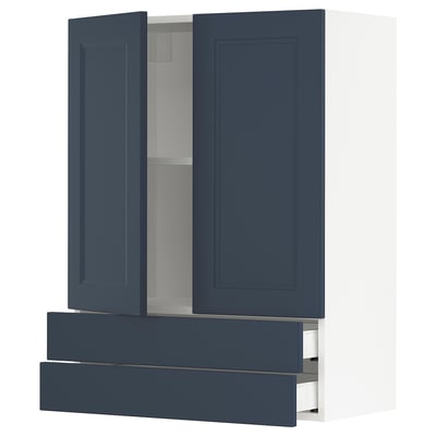 SEKTION / MAXIMERA Gabin pared 2 puertas 2 cajones, blanco Axstad/mate azul, 76x37x102 cm
