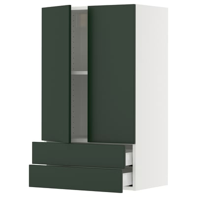 SEKTION / MAXIMERA Gabin pared 2 puertas 2 cajones, blanco/Havstorp Verde oscuro, 61x37x102 cm