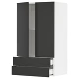 SEKTION / MAXIMERA Gabin pared 2 puertas 2 cajones, blanco/Nickebo Carbón mate, 61x37x102 cm
