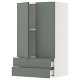 SEKTION / MAXIMERA Gabin pared 2 puertas 2 cajones, blanco/Nickebo Verde grisáceo mate, 61x37x102 cm
