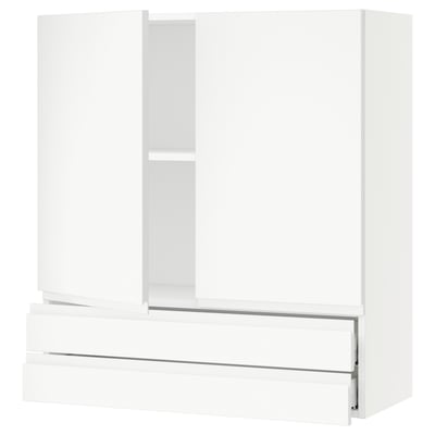 SEKTION / MAXIMERA Gabin pared 2 puertas 2 cajones, blanco/Voxtorp blanco mate, 91x37x102 cm