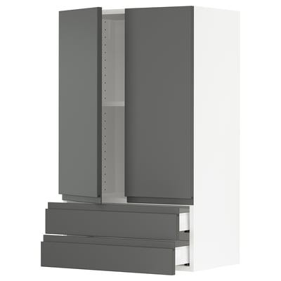 SEKTION / MAXIMERA Gabin pared 2 puertas 2 cajones, blanco/Voxtorp gris oscuro, 61x37x102 cm