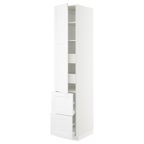 SEKTION / MAXIMERA Gabinete alto 1 puerta 4 cajones, blanco/Axstad blanco mate, 46x61x229 cm