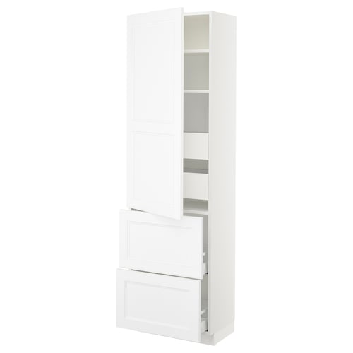 SEKTION / MAXIMERA Gabinete alto 1 puerta 4 cajones, blanco/Axstad blanco mate, 61x37x203 cm
