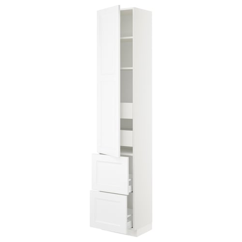 SEKTION / MAXIMERA Gabinete alto 1 puerta 4 cajones, blanco/Axstad blanco mate, 46x37x229 cm