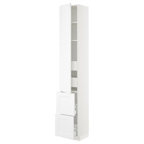SEKTION / MAXIMERA Gabinete alto 1 puerta 4 cajones, blanco/Axstad blanco mate, 38x37x229 cm
