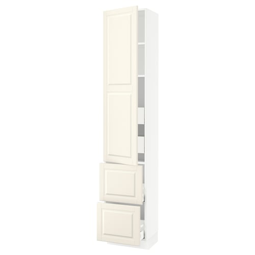 SEKTION / MAXIMERA Gabinete alto 1 puerta 4 cajones, blanco/Bodbyn hueso, 46x37x229 cm