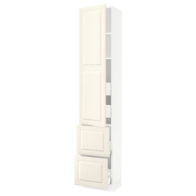 SEKTION / MAXIMERA Gabinete alto 1 puerta 4 cajones, blanco/Bodbyn hueso, 46x37x229 cm