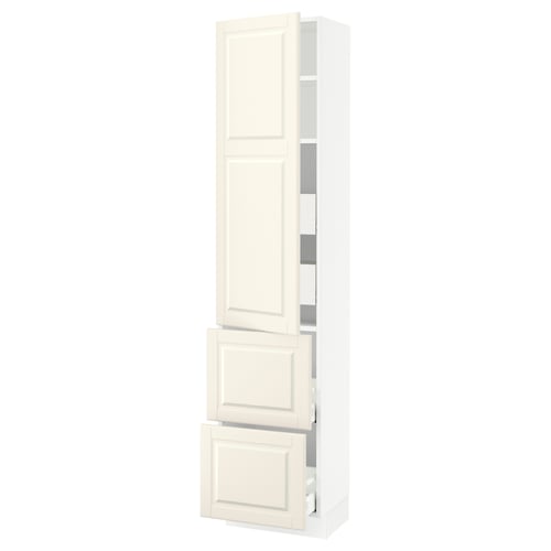 SEKTION / MAXIMERA Gabinete alto 1 puerta 4 cajones, blanco/Bodbyn hueso, 46x37x203 cm