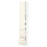 SEKTION / MAXIMERA Gabinete alto 1 puerta 4 cajones, blanco/Bodbyn hueso, 38x37x229 cm