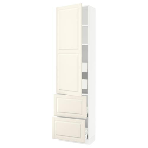 SEKTION / MAXIMERA Gabinete alto 1 puerta 4 cajones, blanco/Bodbyn hueso, 61x37x229 cm