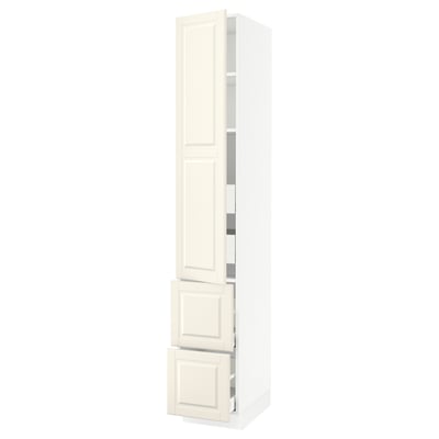 SEKTION / MAXIMERA Gabinete alto 1 puerta 4 cajones, blanco/Bodbyn hueso, 38x61x229 cm