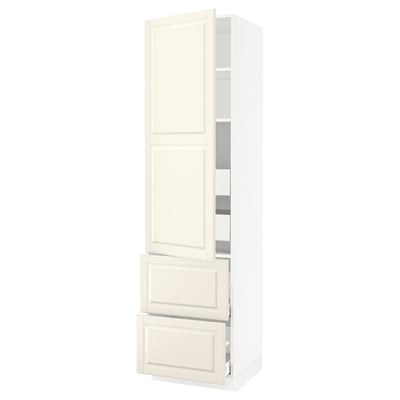 SEKTION / MAXIMERA Gabinete alto 1 puerta 4 cajones, blanco/Bodbyn hueso, 61x61x229 cm