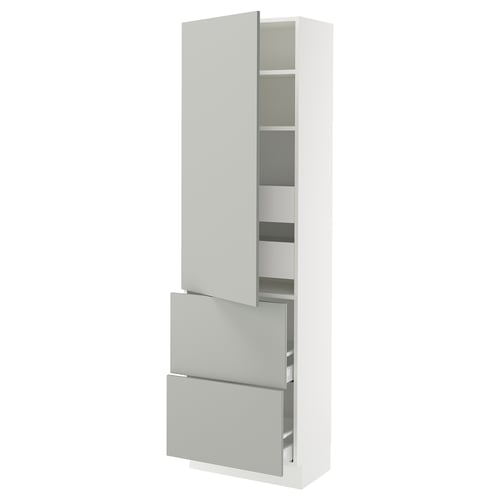 SEKTION / MAXIMERA Gabinete alto 1 puerta 4 cajones, blanco/Havstorp gris claro, 61x37x203 cm