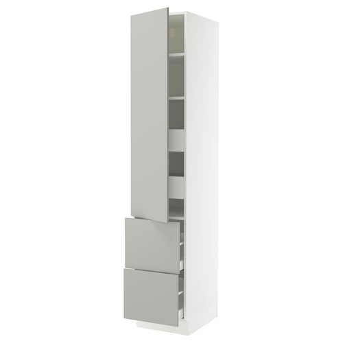 SEKTION / MAXIMERA Gabinete alto 1 puerta 4 cajones, blanco/Havstorp gris claro, 46x61x229 cm