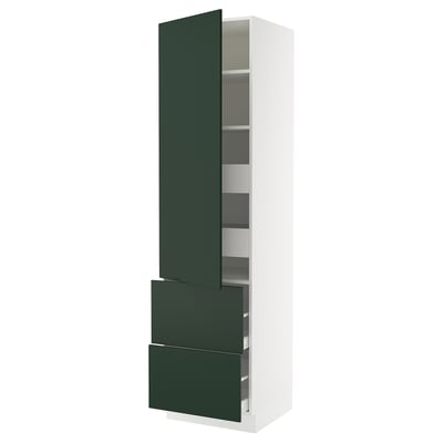 SEKTION / MAXIMERA Gabinete alto 1 puerta 4 cajones, blanco/Havstorp Verde oscuro, 61x61x229 cm