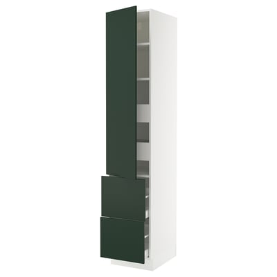 SEKTION / MAXIMERA Gabinete alto 1 puerta 4 cajones, blanco/Havstorp Verde oscuro, 46x61x229 cm