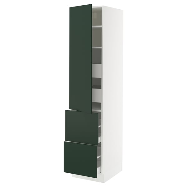 SEKTION / MAXIMERA Gabinete alto 1 puerta 4 cajones, blanco/Havstorp Verde oscuro, 46x61x203 cm